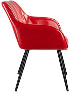 TecTake 800877 Lot de 2 Chaises de Salle à Manger en Simili Cuir Scandinave Pieds en Acier Noirs Élégant avec Accoudoirs – Diverses Couleurs (Rouge) TecTake 800877 Lot de 2 Chaises de Salle à Manger en Simili Cuir Scandinave Pieds en Acier Noirs Élégant avec Accoudoirs – Diverses Couleurs (Rouge) 3