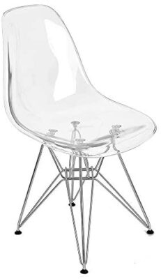 Lot de 4 Ghost Chaises en Polycarbonate, Acier pour Salle à Manger, Salon, Bureau, 40 x 46 x 86 cm, Transparent Lot de 4 Ghost Chaises en Polycarbonate, Acier pour Salle à Manger, Salon, Bureau, 40 x 46 x 86 cm, Transparent 6