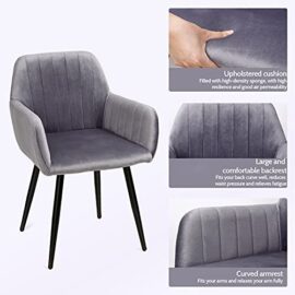 Lot de 2 Chaises de Salle à Manger Chaise Velours Chaises Scandinaves Fauteuil Chaise de Cuisine Rembourrée en Tissu Chaise de Salon Rétro, Gris Lot de 2 Chaises de Salle à Manger Chaise Velours Chaises Scandinaves Fauteuil Chaise de Cuisine Rembourrée en Tissu Chaise de Salon Rétro, Gris 3