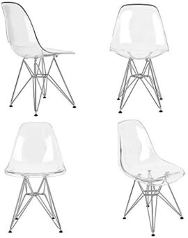 Lot de 4 Ghost Chaises en Polycarbonate, Acier pour Salle à Manger, Salon, Bureau, 40 x 46 x 86 cm, Transparent Lot de 4 Ghost Chaises en Polycarbonate, Acier pour Salle à Manger, Salon, Bureau, 40 x 46 x 86 cm, Transparent 5