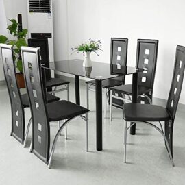 Chaises de Salle à Manger élégantes Lot de 6, Chaise Salle Manger avec Dossier de 58,5 cm de Hauteur, Chaise de Salon en Cuir PVC pour Cuisine, Salle à Manger, Jardin (6, Noir) Chaises de Salle à Manger élégantes Lot de 6, Chaise Salle Manger avec Dossier de 58,5 cm de Hauteur, Chaise de Salon en Cuir PVC pour Cuisine, Salle à Manger, Jardin (6, Noir) 5