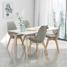 VADIM 4 xChaises Design Confortable Moderne, Chaise Salle a Manger Scandinave Rétro Pied en Bois, Chaise de Cuisine Contemporain Rembourré VADIM 4 xChaises Design Confortable Moderne, Chaise Salle a Manger Scandinave Rétro Pied en Bois, Chaise de Cuisine Contemporain Rembourré 4