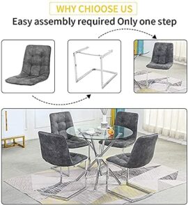 Ensemble de Salle à Manger Moderne avec Table Ronde en Verre et 4 chaises Shepping pour Salle à Manger, Cuisine, Salon (Table Ronde + Quatre chaises) (Table Ronde + Quatre chaises à Archet) Ensemble de Salle à Manger Moderne avec Table Ronde en Verre et 4 chaises Shepping pour Salle à Manger, Cuisine, Salon (Table Ronde + Quatre chaises) (Table Ronde + Quatre chaises à Archet) 5