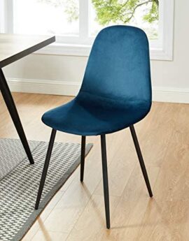 BAÏTA Lena Lot de 4 chaises, Velours, Bleu, h86cm BAÏTA Lena Lot de 4 chaises, Velours, Bleu, h86cm 2