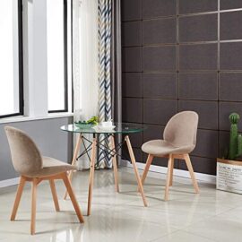 EGGREE Lot de 4 Chaises de Salle à Manger Scandinave Chaises en Tissu Lin, Chaise de Salon Design Rétro avec Jambe de Bois de Hêtre Massif, Gris EGGREE Lot de 4 Chaises de Salle à Manger Scandinave Chaises en Tissu Lin, Chaise de Salon Design Rétro avec Jambe de Bois de Hêtre Massif, Gris 3