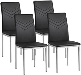 Albatros Verona Lot de 4 chaises, Noir, Pieds Chrome, SGS Tested