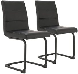 Asukale Lot de 2 chaises de salle à manger avec pieds en métal Noir Asukale Lot de 2 chaises de salle à manger avec pieds en métal Noir