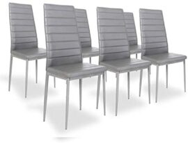 Designetsamaison Lot de 6 chaises Salle à Manger Grises - Lena