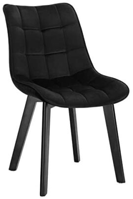 EUGAD 1 X Chaise de Salle à Manger Velours Assise Bois Pieds,Chaise Moderne pour Cuisine Chambre Salon,Noir 0656BY-1 EUGAD 1 X Chaise de Salle à Manger Velours Assise Bois Pieds,Chaise Moderne pour Cuisine Chambre Salon,Noir 0656BY-1