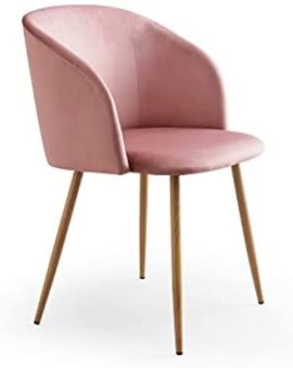 FATI Chaise de Salle à Manger Chaise de Bureau Fauteuils en Velours, Pieds en Métal (Rose, 1)