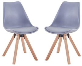 GOLDFAN Chaises Scandinaves Lot de 2 Chaises de Salle à Manger Pieds en Hêtre Chaises de Salon avec Coussins ，Gris 2 GOLDFAN Chaises Scandinaves Lot de 2 Chaises de Salle à Manger Pieds en Hêtre Chaises de Salon avec Coussins ，Gris 2