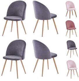 GOLDFAN Lot de 4 Chaises en Velours Moderne Chaise de Cuisine Chaise de Salle à Manger Chaise de Salon avec Pieds en Métal, Gris GOLDFAN Lot de 4 Chaises en Velours Moderne Chaise de Cuisine Chaise de Salle à Manger Chaise de Salon avec Pieds en Métal, Gris