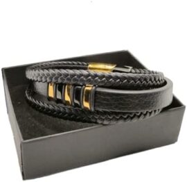 Générique 51 Lilo’s/Bracelet en Cuir Véritable Tressé Aimanté Multi Tissé et Acier Inoxydable Noir et Doré Couleur Or | Bijoux de Poignet Elégant | Idée Cadeau Jeune Homme Coffret Anniversaire Générique 51 Lilo’s/Bracelet en Cuir Véritable Tressé Aimanté Multi Tissé et Acier Inoxydable Noir et Doré Couleur Or | Bijoux de Poignet Elégant | Idée Cadeau Jeune Homme Coffret Anniversaire