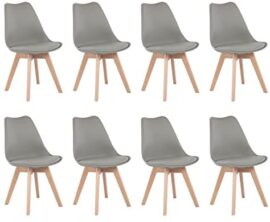 H.J WeDoo Chaises Salle à Manger Lot de 8 Chaises Scandinaves, Chaise Design Rembourrée Chaises de Cuisine, Pieds en Bois de Hêtre Massif, Gris H.J WeDoo Chaises Salle à Manger Lot de 8 Chaises Scandinaves, Chaise Design Rembourrée Chaises de Cuisine, Pieds en Bois de Hêtre Massif, Gris