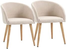 HOMCOM Chaises de Visiteur Design scandinave – Lot de 2 chaises – Pieds inclinés effilés Bois Caoutchouc – Assise Dossier accoudoirs ergonomiques Aspect Lin Beige HOMCOM Chaises de Visiteur Design scandinave – Lot de 2 chaises – Pieds inclinés effilés Bois Caoutchouc – Assise Dossier accoudoirs ergonomiques Aspect Lin Beige