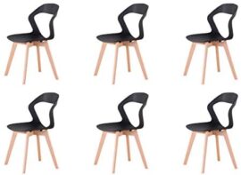 Herbalady Un lot de 4 ou 6 chaises, design simple avec dossier ouvert. Utilisé dans la salle à manger, le salon, la chambre, etc. 2 styles et plusieurs couleurs sont disponibles. (noir, 6) Herbalady Un lot de 4 ou 6 chaises, design simple avec dossier ouvert. Utilisé dans la salle à manger, le salon, la chambre, etc. 2 styles et plusieurs couleurs sont disponibles. (noir, 6)