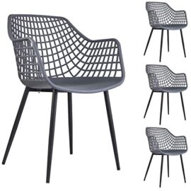 IDIMEX Lot de 4 chaises Lucia pour Salle à Manger ou Cuisine au Design Retro avec accoudoirs, Coque en Plastique Gris et 4 Pieds en métal laqué Noir IDIMEX Lot de 4 chaises Lucia pour Salle à Manger ou Cuisine au Design Retro avec accoudoirs, Coque en Plastique Gris et 4 Pieds en métal laqué Noir