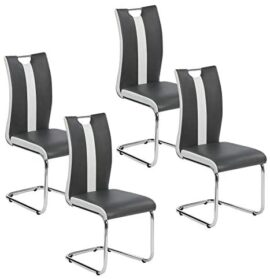 IDMarket - Lot de 4 chaises PIA Grises et Blanches pour Salle à Manger