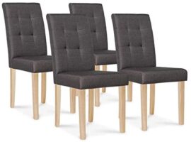 IDMarket - Lot de 4 chaises POLGA capitonnées Gris Anthracite pour Salle à Manger