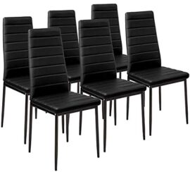 IZTOSS Lot de 6 Chaise Cuisine, Chaise de Salle à Manger, Dossier Haut de la Cuisine, Chaise de Salle à Manger Confortable et Durable - Noir (6)