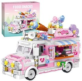 Jeux de Construction Enfant Camions Le Dessert 590 pièces Jeu de Construction 6 7 8 9 10 11 12 Ans Briques de Construction Roses Jouet Fille 6 Ans et+