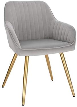 Lestarain Chaise de Salle à Manger(1 pièce) avec Dossier et Accoudoir,Chaise de Cuisine Moderne Fauteuil Scandinave Assise en Velours et Pieds en Métal,Gris Clair Lestarain Chaise de Salle à Manger(1 pièce) avec Dossier et Accoudoir,Chaise de Cuisine Moderne Fauteuil Scandinave Assise en Velours et Pieds en Métal,Gris Clair