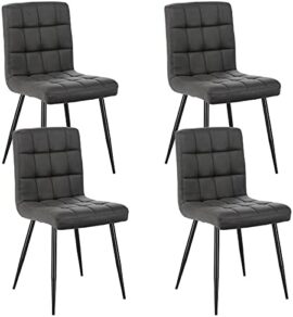 Lestarain Lot de 4 Chaises de Salle à Manger Rétro Chaises de Cuisine Chaises de Salon Rembourrée en Velours,Pieds en métal,Chaises avec Dossier Gris Foncé Lestarain Lot de 4 Chaises de Salle à Manger Rétro Chaises de Cuisine Chaises de Salon Rembourrée en Velours,Pieds en métal,Chaises avec Dossier Gris Foncé