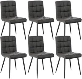 Lestarain Lot de 6 Chaises de Salle à Manger Rétro Chaises de Cuisine Chaises de Salon Rembourrée en Velours,Pied en métal,Chaises avec Dossier Gris Foncé Lestarain Lot de 6 Chaises de Salle à Manger Rétro Chaises de Cuisine Chaises de Salon Rembourrée en Velours,Pied en métal,Chaises avec Dossier Gris Foncé