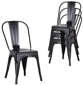 Lot de 4 Chaise de Salle à Manger rétro, Chaise de Style Industriel, Chaise de Restaurant Chaise Bistro (Noir-4 chaises) Lot de 4 Chaise de Salle à Manger rétro, Chaise de Style Industriel, Chaise de Restaurant Chaise Bistro (Noir-4 chaises)