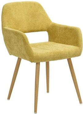 MEUBLE COSY Fauteuil Salon, revêtement en tissu jaune et pied en métal imitation bois, Chaise de Bureau Ergonomique, Chaise de Salle à Manger Capitonnée MEUBLE COSY Fauteuil Salon, revêtement en tissu jaune et pied en métal imitation bois, Chaise de Bureau Ergonomique, Chaise de Salle à Manger Capitonnée