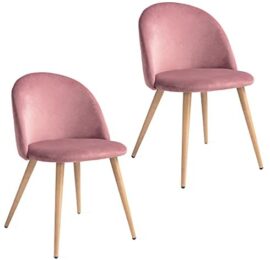 Mc Haus SOFI – Lot de 2 chaises salle à manger siège rembourré en velours couleur bordeaux salon style scandinave et pieds en métal à effet bois 49x46x77cm Mc Haus SOFI – Lot de 2 chaises salle à manger siège rembourré en velours couleur bordeaux salon style scandinave et pieds en métal à effet bois 49x46x77cm