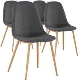 Menzzo Gao Lot de 4 Chaises Scandinaves, Tissu, Gris, 45 x 55 x 87 cm