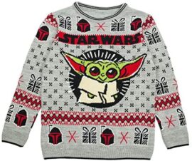 Star Wars The Mandalorian Das Kind Junge Strickpullover, Official Merchandise | Baby Yoda, Weihnachten Jumper hässlichen Strickjacke Fair Isle Kinder Weihnachten Geschenke Kinderkleidung