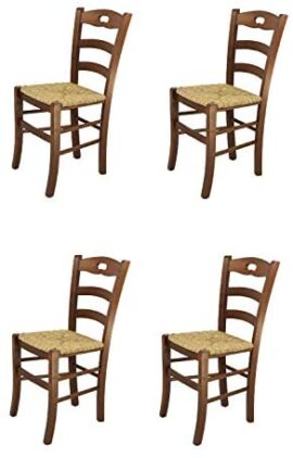 Tommychairs – Set 4 chaises Savoie pour Cuisine, Bar et Salle à Manger, Robuste Structure en Bois de hêtre peindré en Couleur Noyer et Assise en Paille Tommychairs – Set 4 chaises Savoie pour Cuisine, Bar et Salle à Manger, Robuste Structure en Bois de hêtre peindré en Couleur Noyer et Assise en Paille