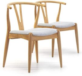 VS Venta-stock Pack 2 chaises Rustic, Couleur Chêne, Bois Massif, 55 cm (Longueur) 54,5 cm (Profondeur) 76 cm (Hauteur)