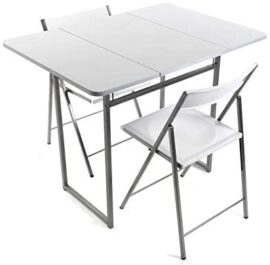 Versa Andrea Set de Table et Deux chaises pour Cuisine, terrasse, Jardin, Balcon ou Salle à Manger, Table et chaises, Dimensions (H x l x L) 80 x 70 x 100 cm, Métal et PVC, Couleur Blanc