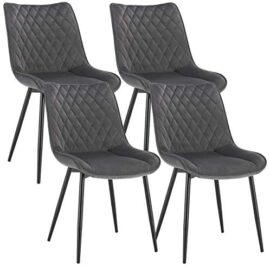 WOLTU 4 Chaises de Salle à Manger en Velours et métal,Chaises de Salon Chaises de Cuisine Gris Foncé BH209dgr-4 WOLTU 4 Chaises de Salle à Manger en Velours et métal,Chaises de Salon Chaises de Cuisine Gris Foncé BH209dgr-4