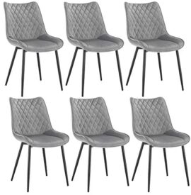 WOLTU Lot de 6 Chaises de Salle à Manger Chaises de Repas rembourrée en Velours piétement en métal,Chaise de Salon Gris Clair BH209hgr-6 WOLTU Lot de 6 Chaises de Salle à Manger Chaises de Repas rembourrée en Velours piétement en métal,Chaise de Salon Gris Clair BH209hgr-6