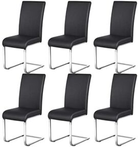 Yaheetech Lot de 6 Chaises de Salle à Manger en Simili cuir Capacité 135 kg Hauteur Assise Rembourré 50cm Noir Yaheetech Lot de 6 Chaises de Salle à Manger en Simili cuir Capacité 135 kg Hauteur Assise Rembourré 50cm Noir