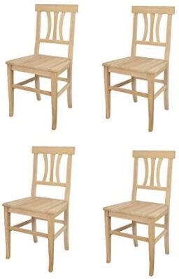 t m c s Tommychairs - Set 4 chaises Artemisia pour Cuisine, Bar et Salle à Manger, Robuste Structure en Bois de hêtre Poli, Non traité, 100% Naturel et Assise en Bois