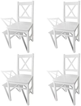 vidaXL 4 pcs Chaise Salle à Manger en Bois Blanc