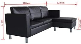 vidaXL Canapé Sectionnel 3 Places Similicuir Noir Salon Canapé d’angle Sofa vidaXL Canapé Sectionnel 3 Places Similicuir Noir Salon Canapé d’angle Sofa 9