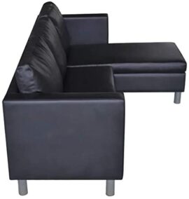 vidaXL Canapé Sectionnel 3 Places Similicuir Noir Salon Canapé d’angle Sofa vidaXL Canapé Sectionnel 3 Places Similicuir Noir Salon Canapé d’angle Sofa 6