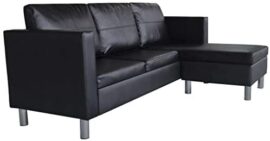 vidaXL Canapé Sectionnel 3 Places Similicuir Noir Salon Canapé d’angle Sofa vidaXL Canapé Sectionnel 3 Places Similicuir Noir Salon Canapé d’angle Sofa 4