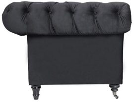 Menzzo Chesterfield Canapé en Velours, Noir, L225 x P85 x H78 cm Menzzo Chesterfield Canapé en Velours, Noir, L225 x P85 x H78 cm 4