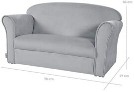 Roba Lil Sofa Canapé pour enfant avec accoudoirs pour garçons et filles, canapé confortable avec revêtement en velours gris argenté pour chambre d’enfant Roba Lil Sofa Canapé pour enfant avec accoudoirs pour garçons et filles, canapé confortable avec revêtement en velours gris argenté pour chambre d’enfant 7