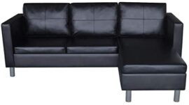 vidaXL Canapé Sectionnel 3 Places Similicuir Noir Salon Canapé d’angle Sofa vidaXL Canapé Sectionnel 3 Places Similicuir Noir Salon Canapé d’angle Sofa 5