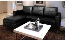 vidaXL Canapé Sectionnel 3 Places Similicuir Noir Salon Canapé d’angle Sofa vidaXL Canapé Sectionnel 3 Places Similicuir Noir Salon Canapé d’angle Sofa 2