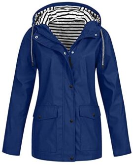 Générique Manteau de Pluie, doublé, imperméable, pour Femme, Parka, Blouson, Veste légère de Transition, Coupe-Vent, avec Capuche Ajustable