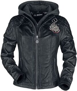 HARRY POTTER Poudlard Femme Veste en cuir noir, , Slim Fit